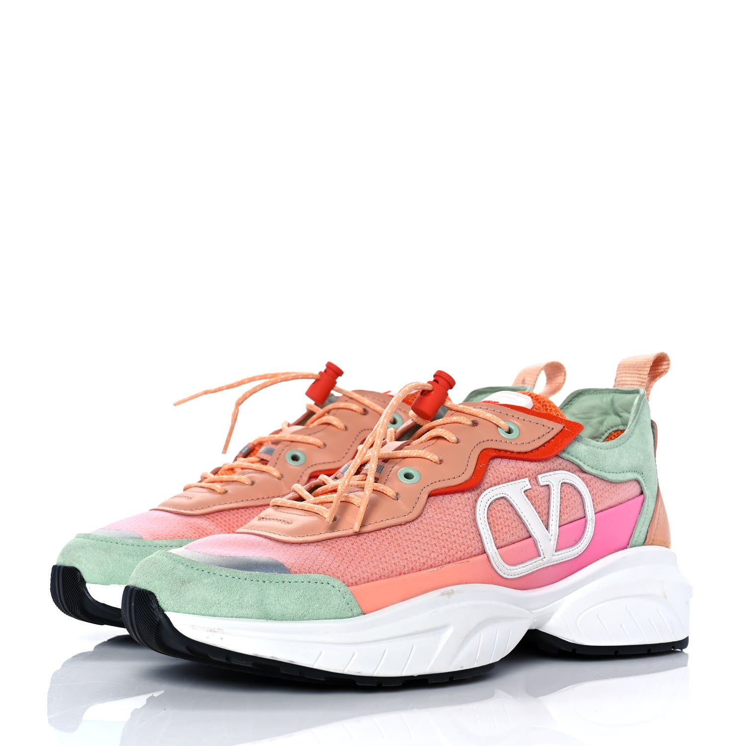 Valentino Garavani Calfskin Split Shegoes Sneakers 38.5 Light Mint Pesca Goldfish 3 of 10