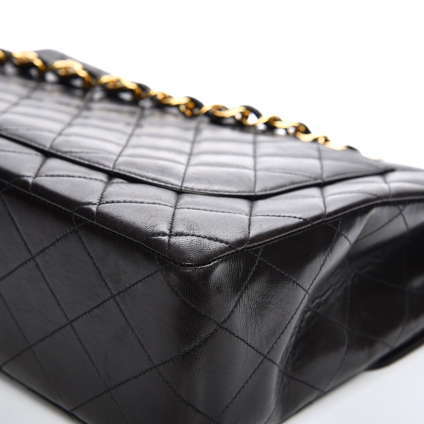 Lambskin Quilted Jumbo Single Flap Black