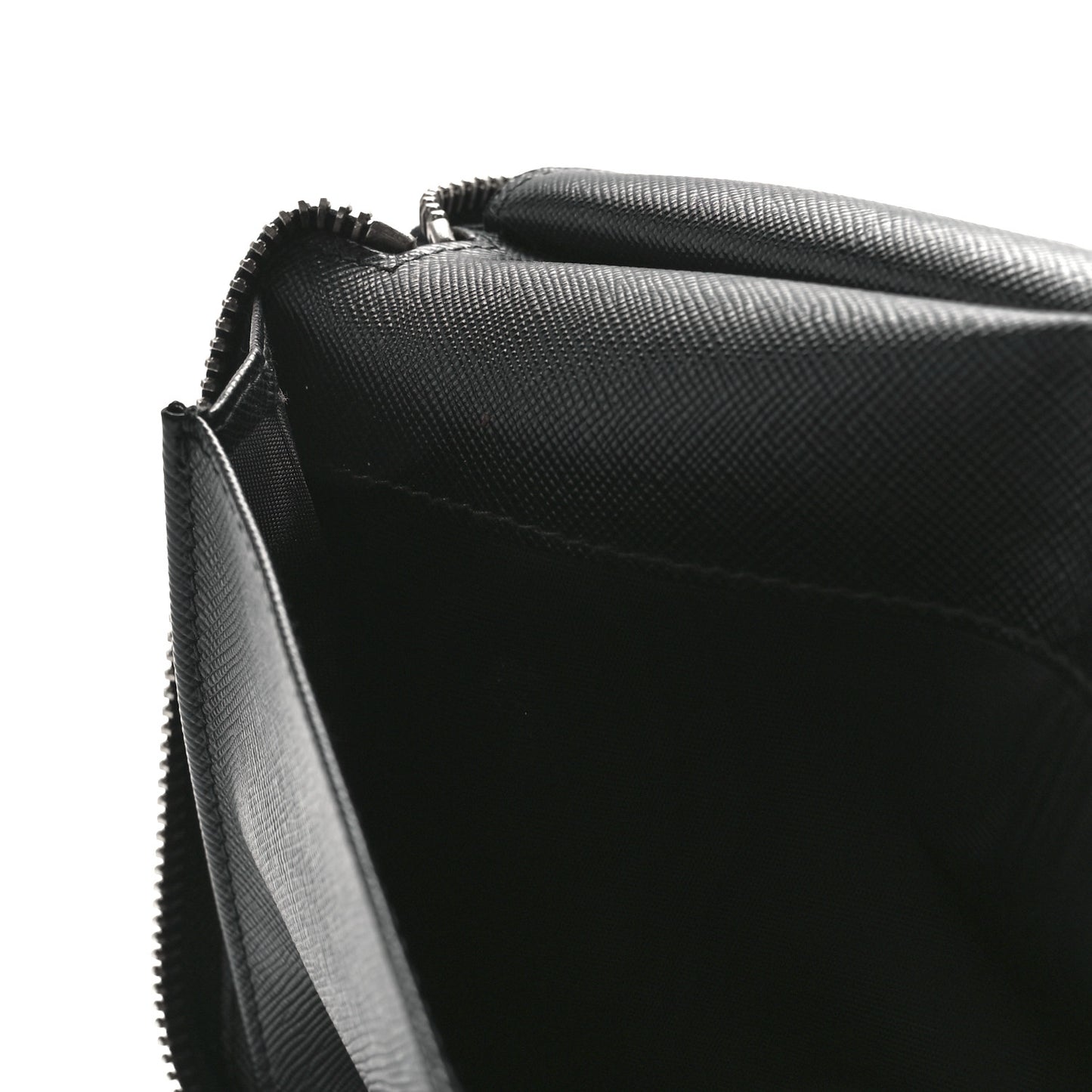 Saffiano Large Zip Around Travel Wallet Black
