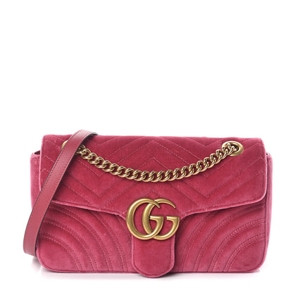 Gucci Velvet Matelasse Small GG Marmont Shoulder Bag Light Raspberry Rose 1 of 8