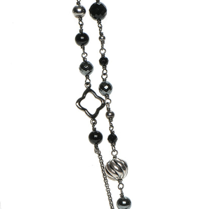 David Yurman Sterling Silver Black Onyx Hematite Elements Chain Necklace 4 of 6