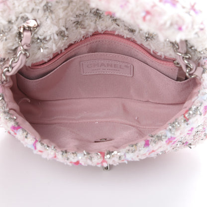 Chanel Tweed Quilted Mini Rectangular Flap Light Pink Silver Blue 4 of 11