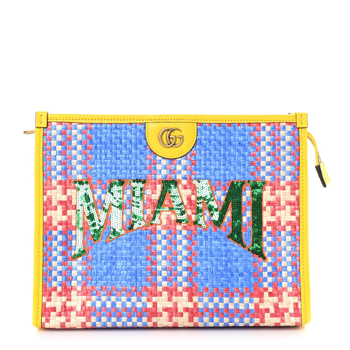 Raffia Sequins Miami Beauty Case Light Blue Red Multicolor