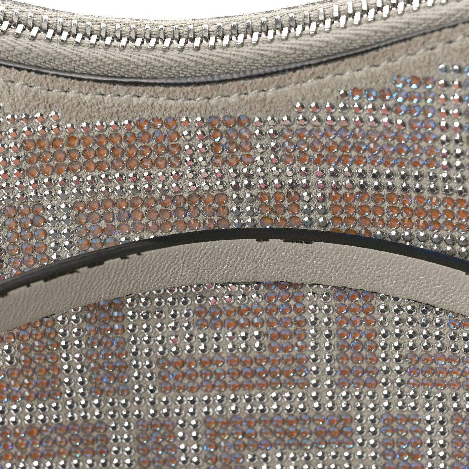 Fendi Iridescent Crystal Vitello Laminato Suede FF Mini Fendigraphy Hobo Bag Capuccino 12 of 12