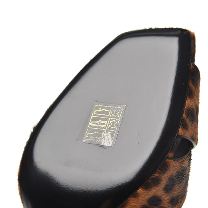 Saint Laurent Ponyhair Leopard Print Oak 75 Ankle Strap Sandals 39.5 Brown 9 of 11