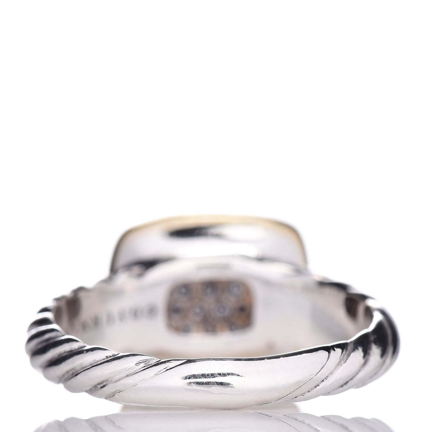 Sterling Silver 18K Yellow Gold Diamond 10mm Noblesse Ring 54 7