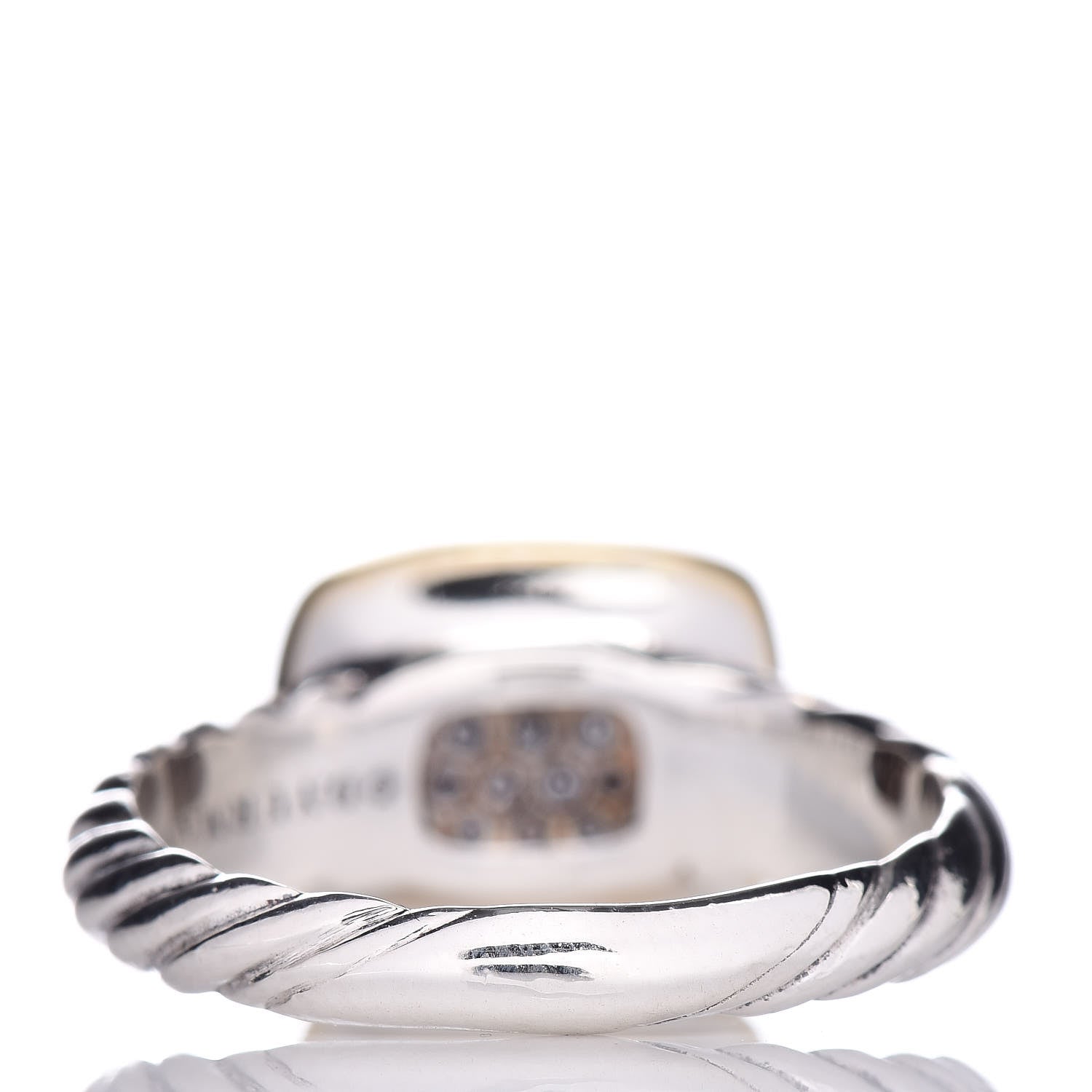 David Yurman Sterling Silver 18K Yellow Gold Diamond 10mm Noblesse Ring 54 7 4 of 6