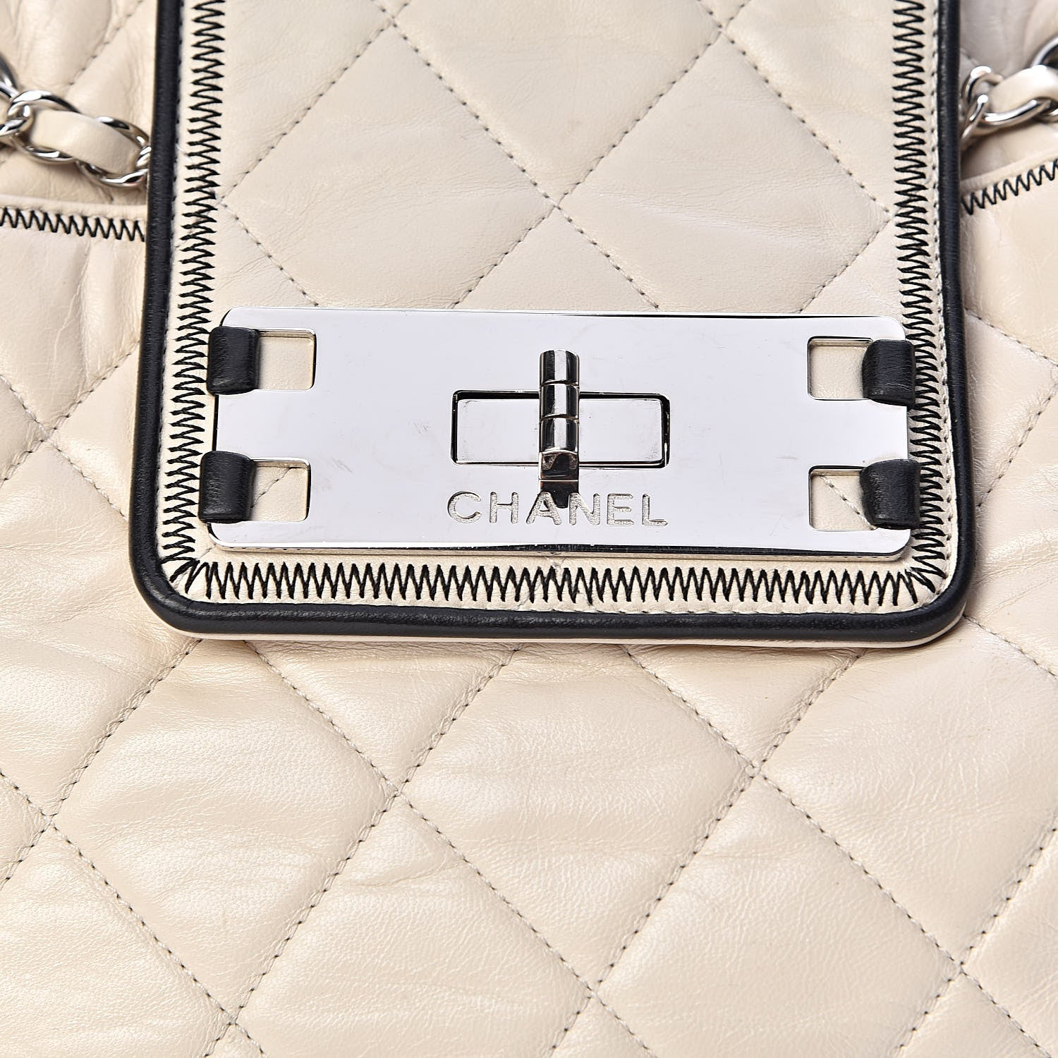 Chanel Lambskin Quilted East West Tote Ivory 18 of 18