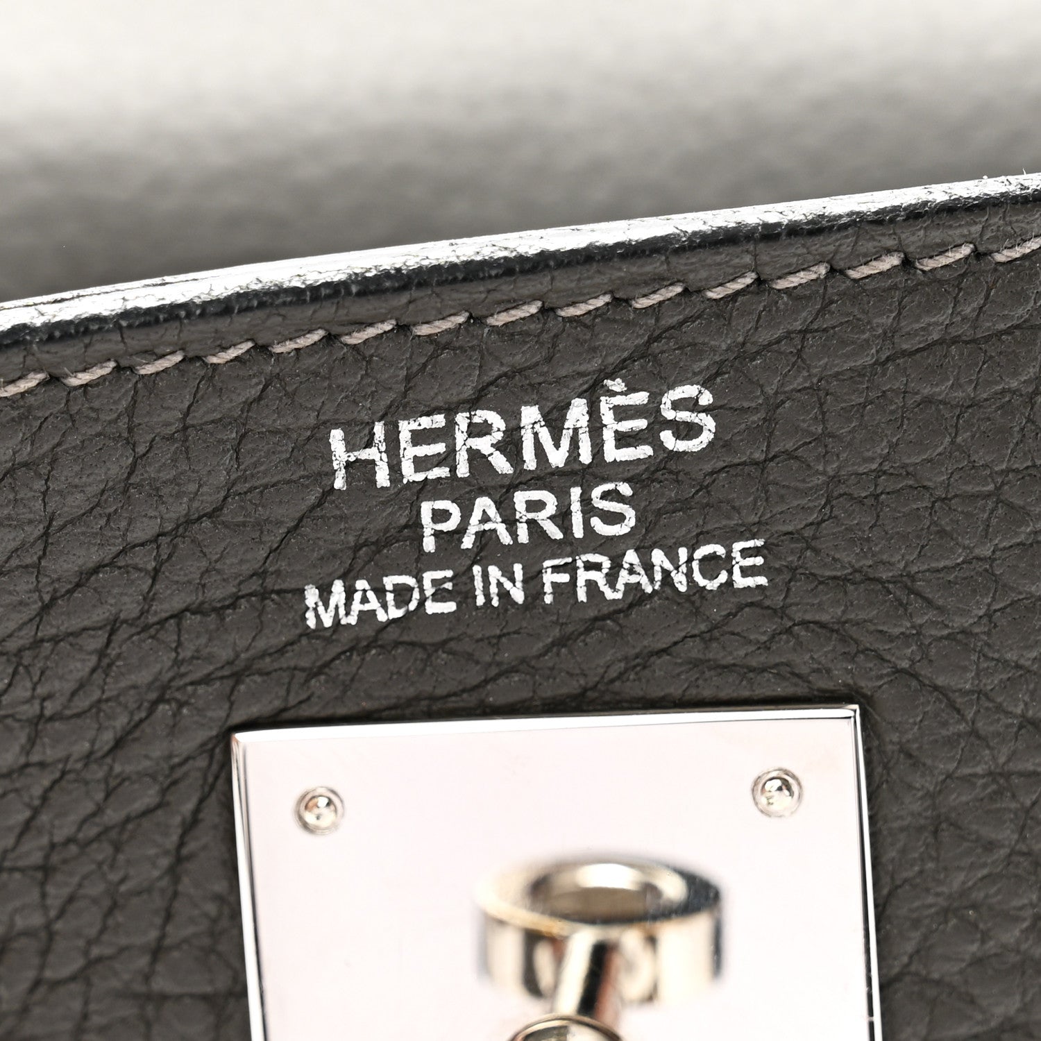 Hermes Taurillon Clemence Kelly Retourne 35 Etain Rouge Casaque 6 of 14
