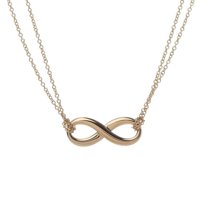 Tiffany 18K Yellow Gold Infinity Double Chain Pendant Necklace 4 of 7