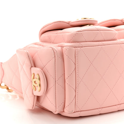 Chanel Shiny Lambskin Quilted Trendy Pockets Hobo Light Pink 9 of 10