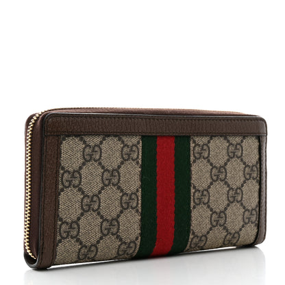 Gucci GG Supreme Monogram Web Ophidia Zip Around Wallet Brown 3 of 7