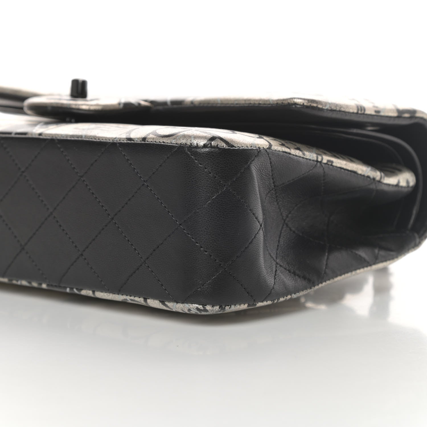 Chanel Lambskin Hand Painted Medium Double Flap Black 10 of 13