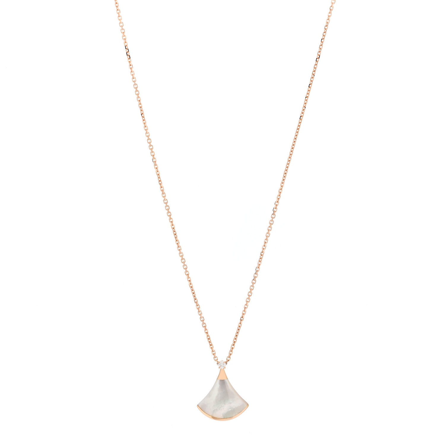 Bulgari 18K Rose Gold Diamond Mother of Pearl Small Divas' Dream Pendant Necklace 1 of 8