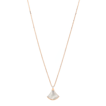 Bulgari 18K Rose Gold Diamond Mother of Pearl Small Divas' Dream Pendant Necklace 1 of 8