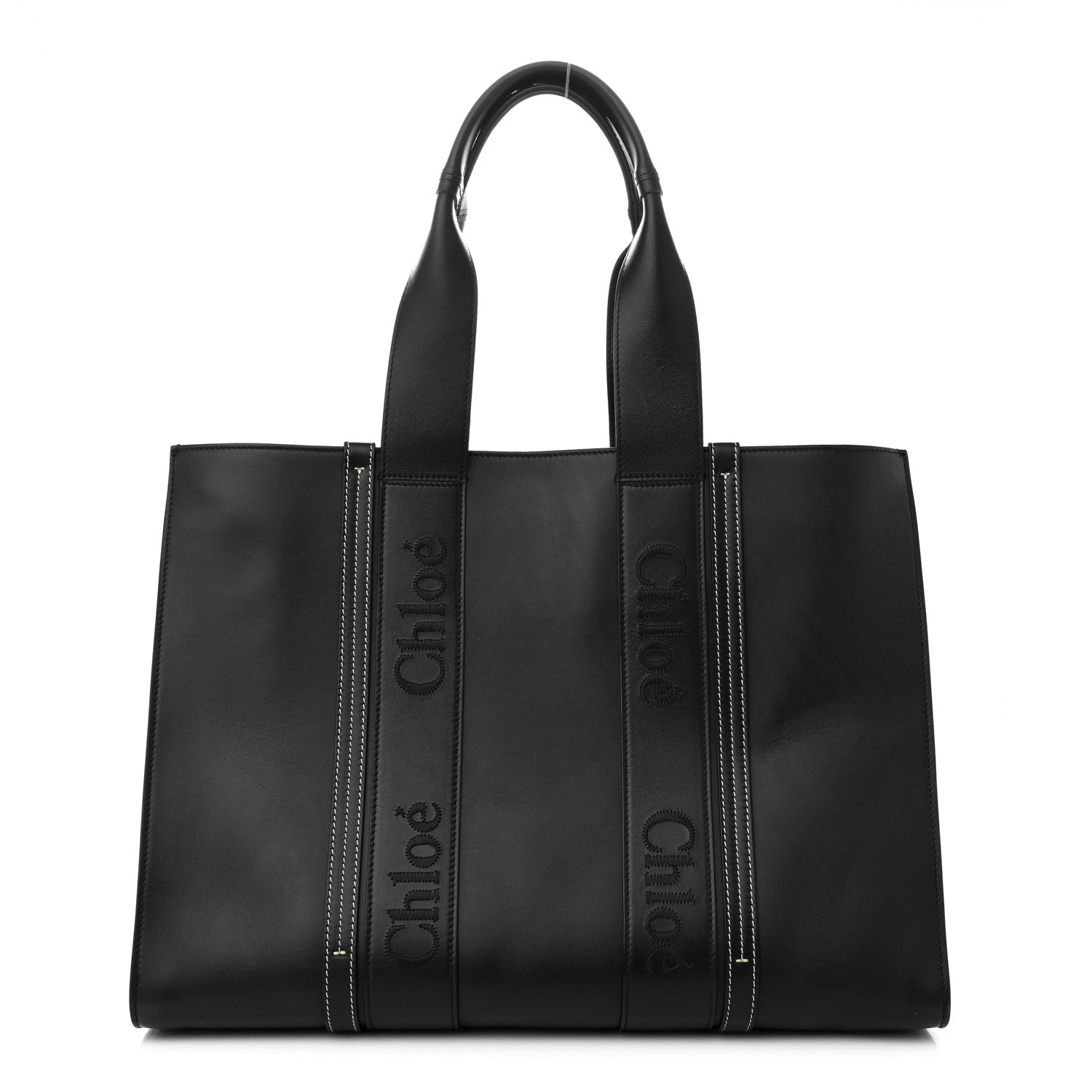 Chloe Calfskin Large Woody Tote Black 1 of 9