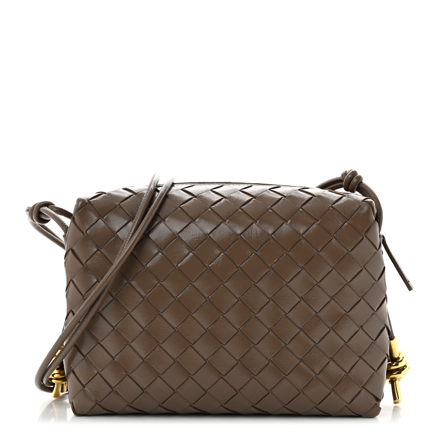 Bottega Veneta Polished Nappa Intrecciato Knot Small Loop Camera Bag Pinecone 1 of 9