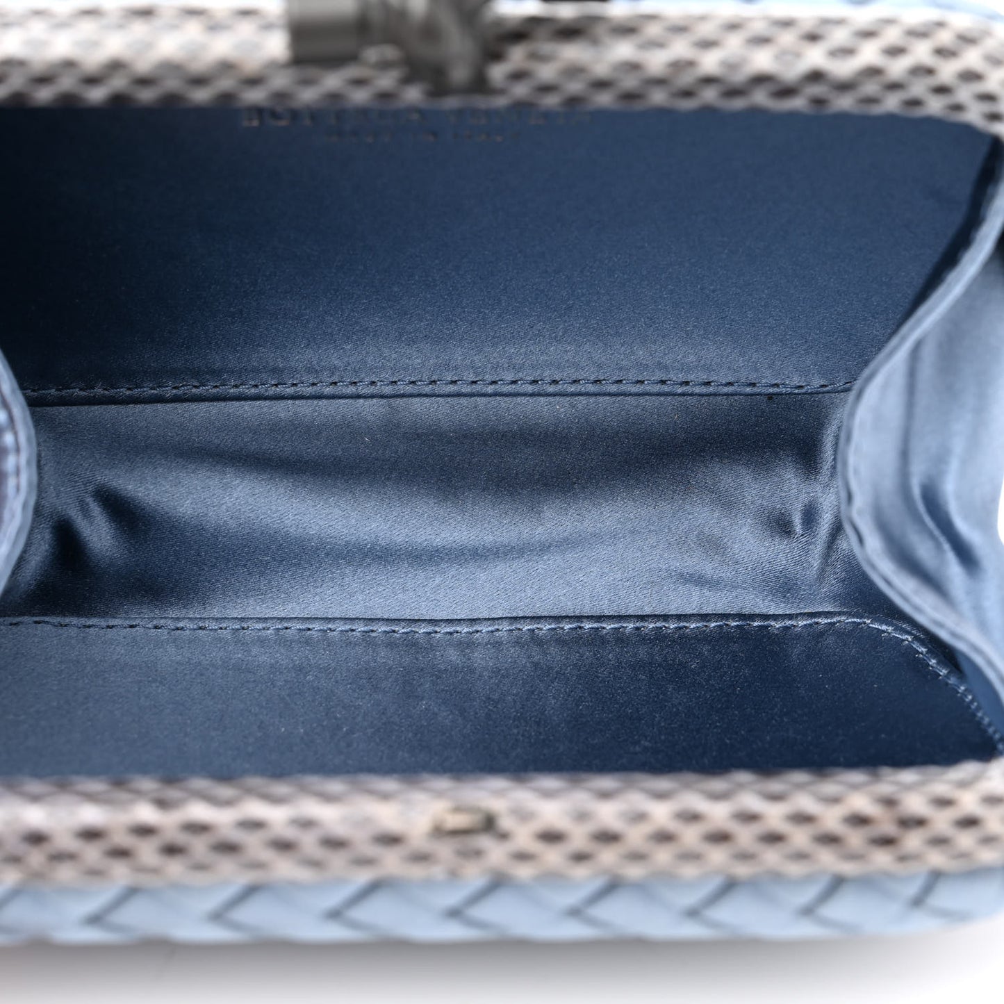 Satin Intreccio Impero Ayers Knot Clutch Light Blue