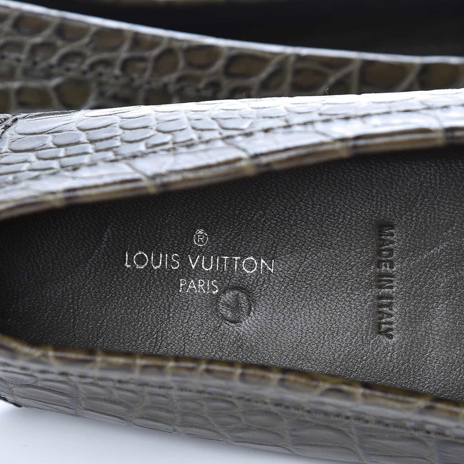 Louis Vuitton Calfskin Crocodile Embossed Dauphine Loafers 40 Green 6 of 7