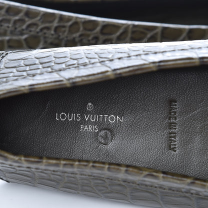 Louis Vuitton Calfskin Crocodile Embossed Dauphine Loafers 40 Green 6 of 7