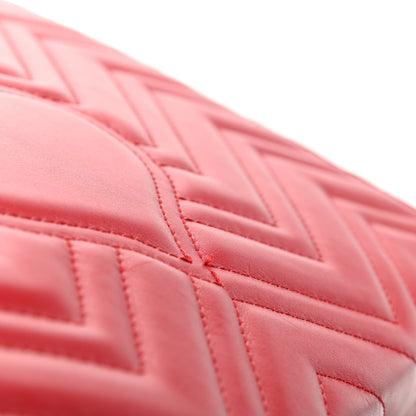 Gucci Calfskin Matelasse Chevron Heart GG Marmont Clutch Hibiscus Red 9 of 9