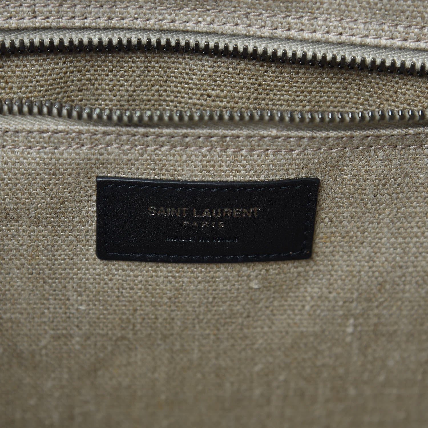 Saint Laurent Linen Calfskin Rive Gauche Tote Optic White 6 of 9