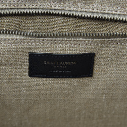 Saint Laurent Linen Calfskin Rive Gauche Tote Optic White 6 of 9