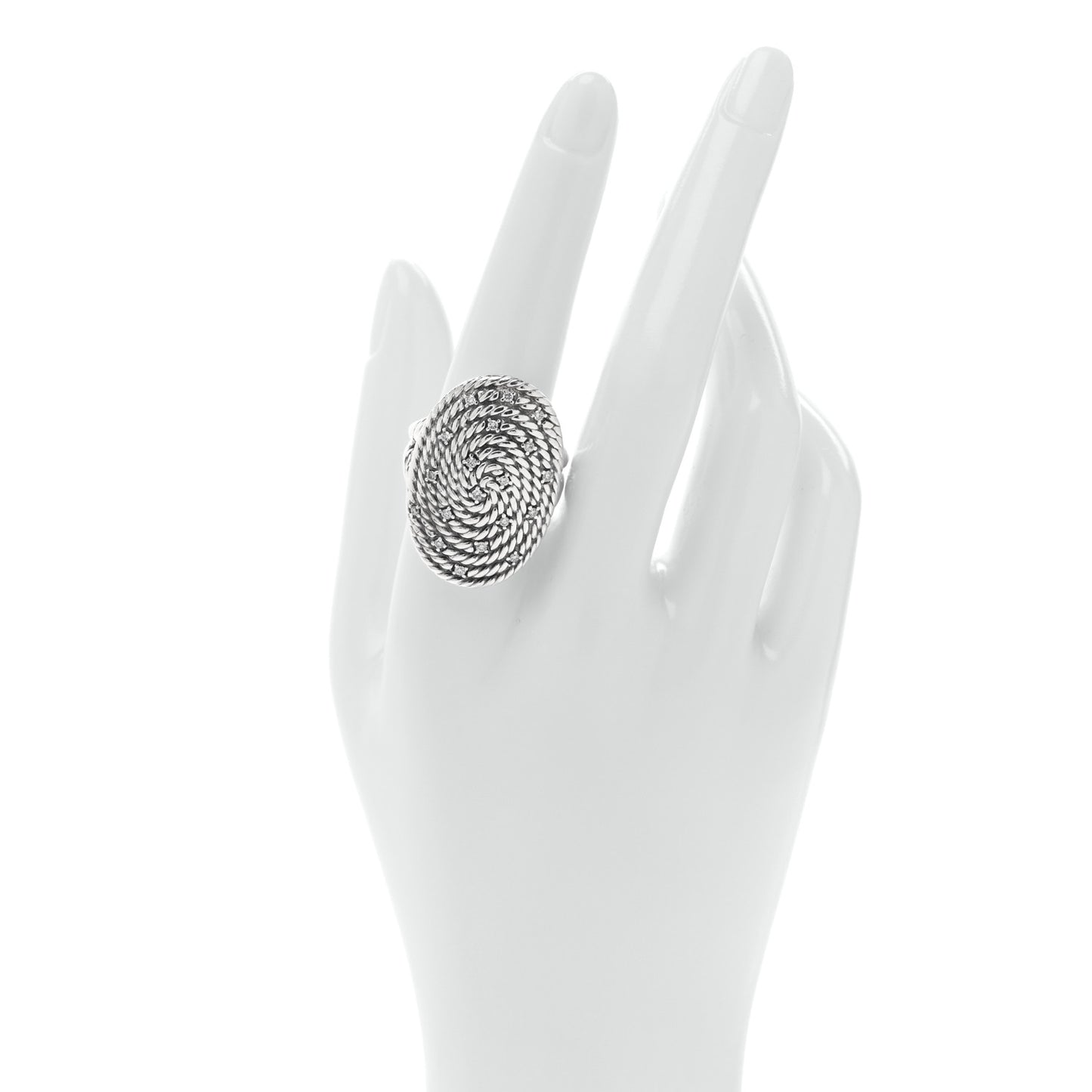 Sterling Silver Diamond Cable Coil Ring 60 9