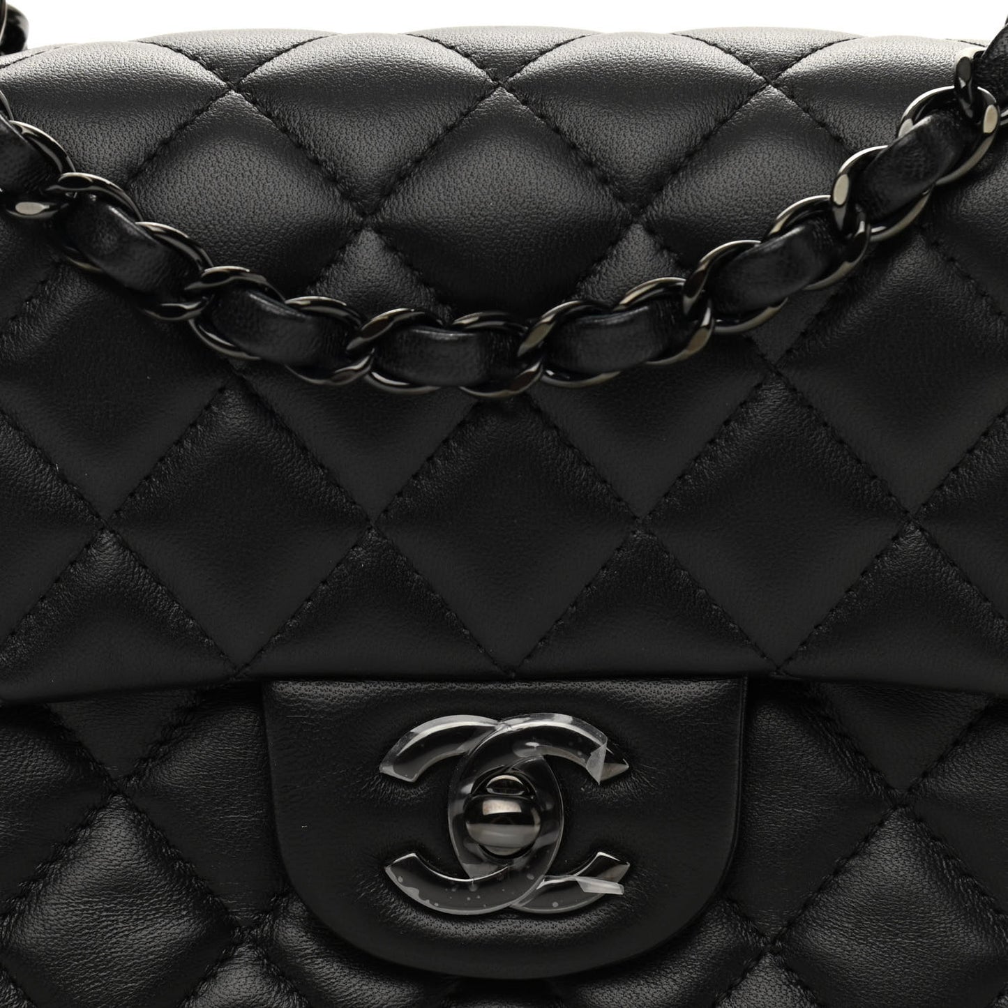Lambskin Quilted Mini Rectangular Flap So Black
