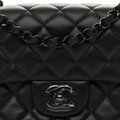 Chanel Lambskin Quilted Mini Rectangular Flap So Black 7 of 10
