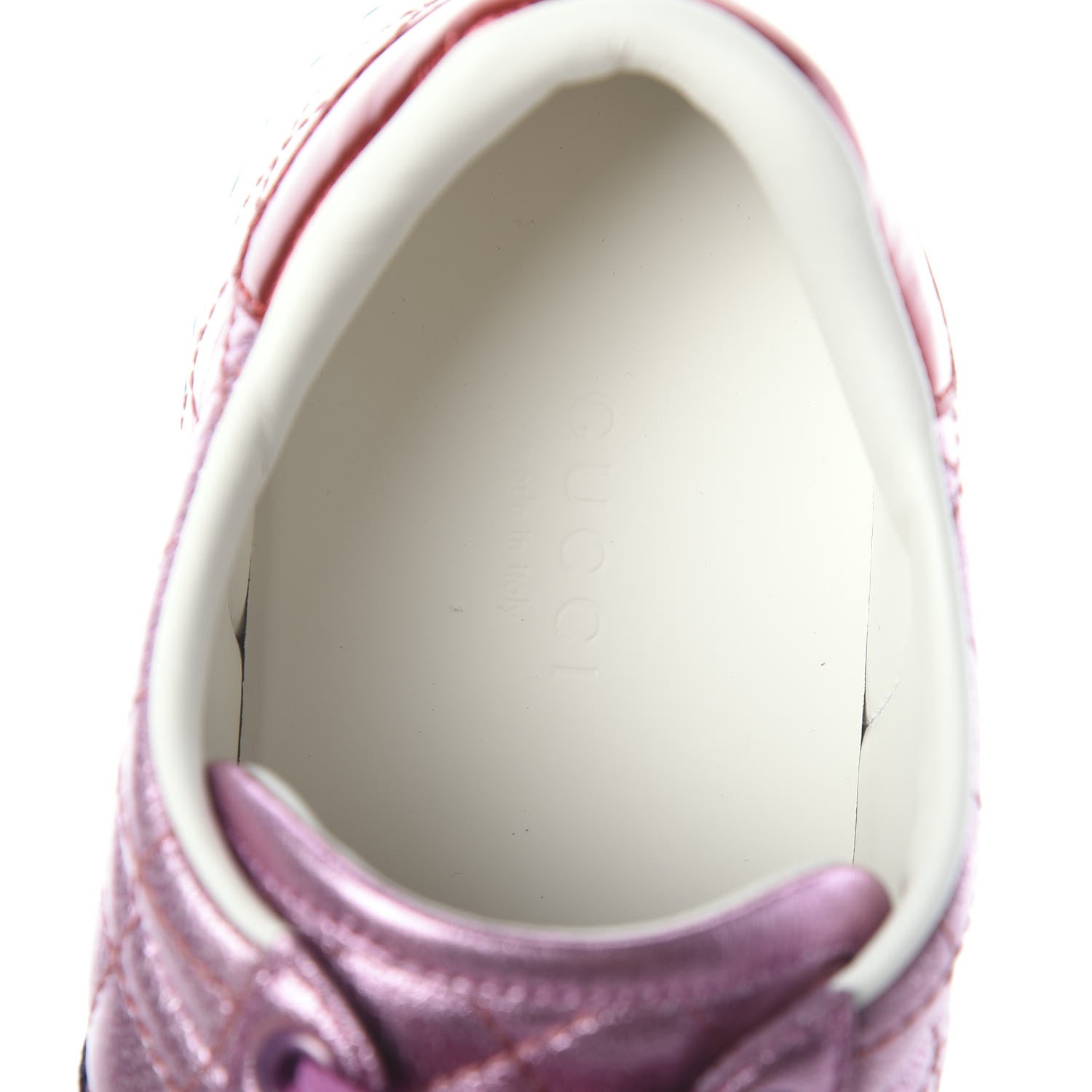 Gucci Laminated Nappa Crystal Web Bee Embroidered Trapuntata Womens Ace Platform Sneakers 35.5 Rosa 5 of 7