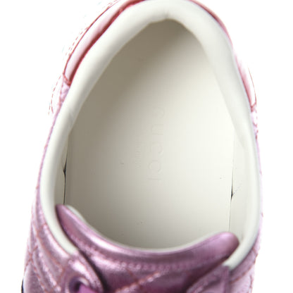 Gucci Laminated Nappa Crystal Web Bee Embroidered Trapuntata Womens Ace Platform Sneakers 35.5 Rosa 5 of 7