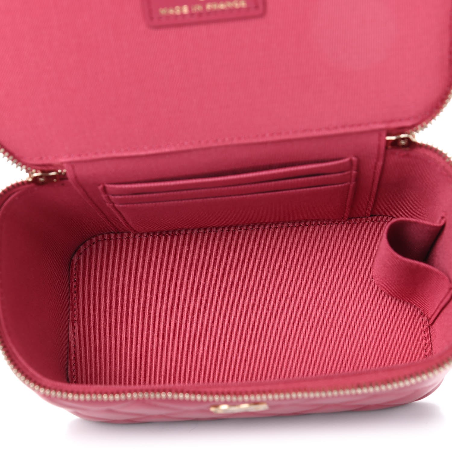 Chanel Lambskin Quilted Small Top Handle Vanity Case With Chain Dark Pink 4 of 4