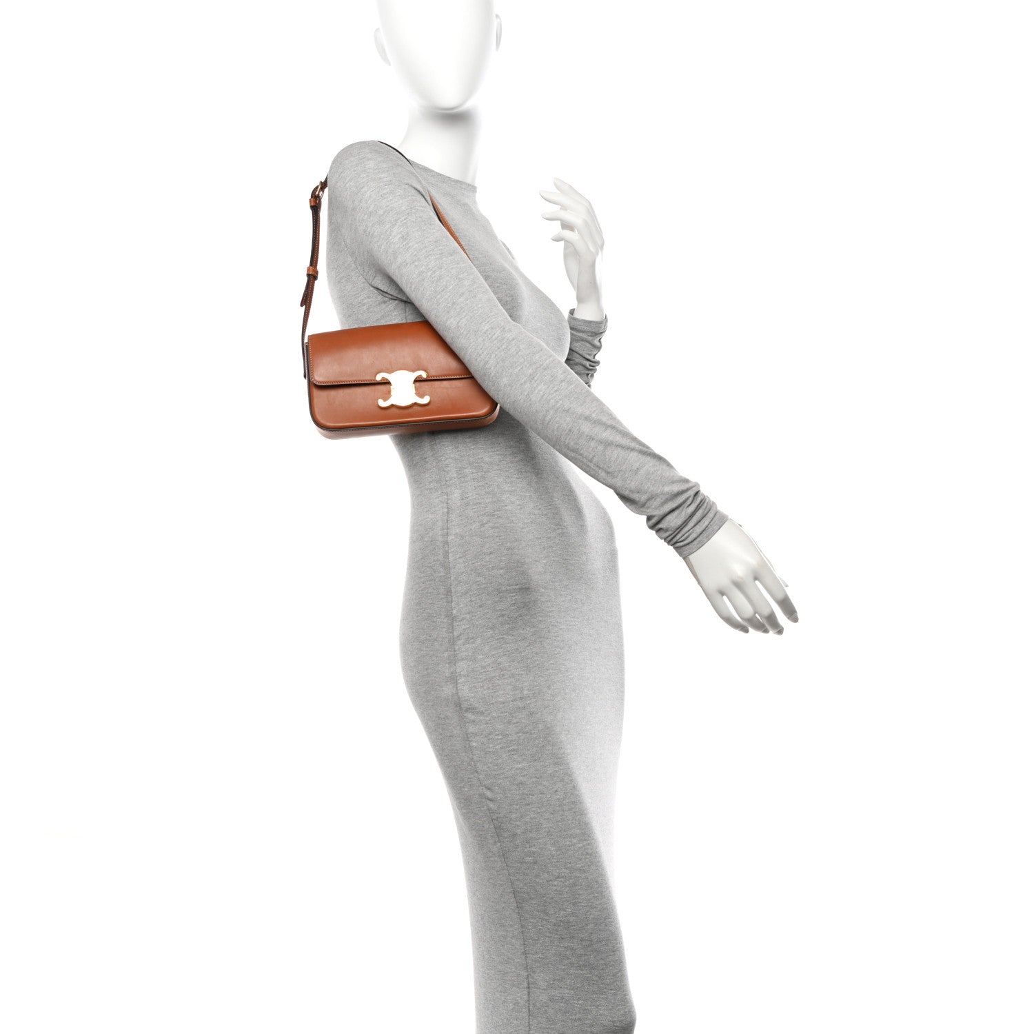 Celine Natural Calfskin Triomphe Shoulder Bag Tan 2 of 15