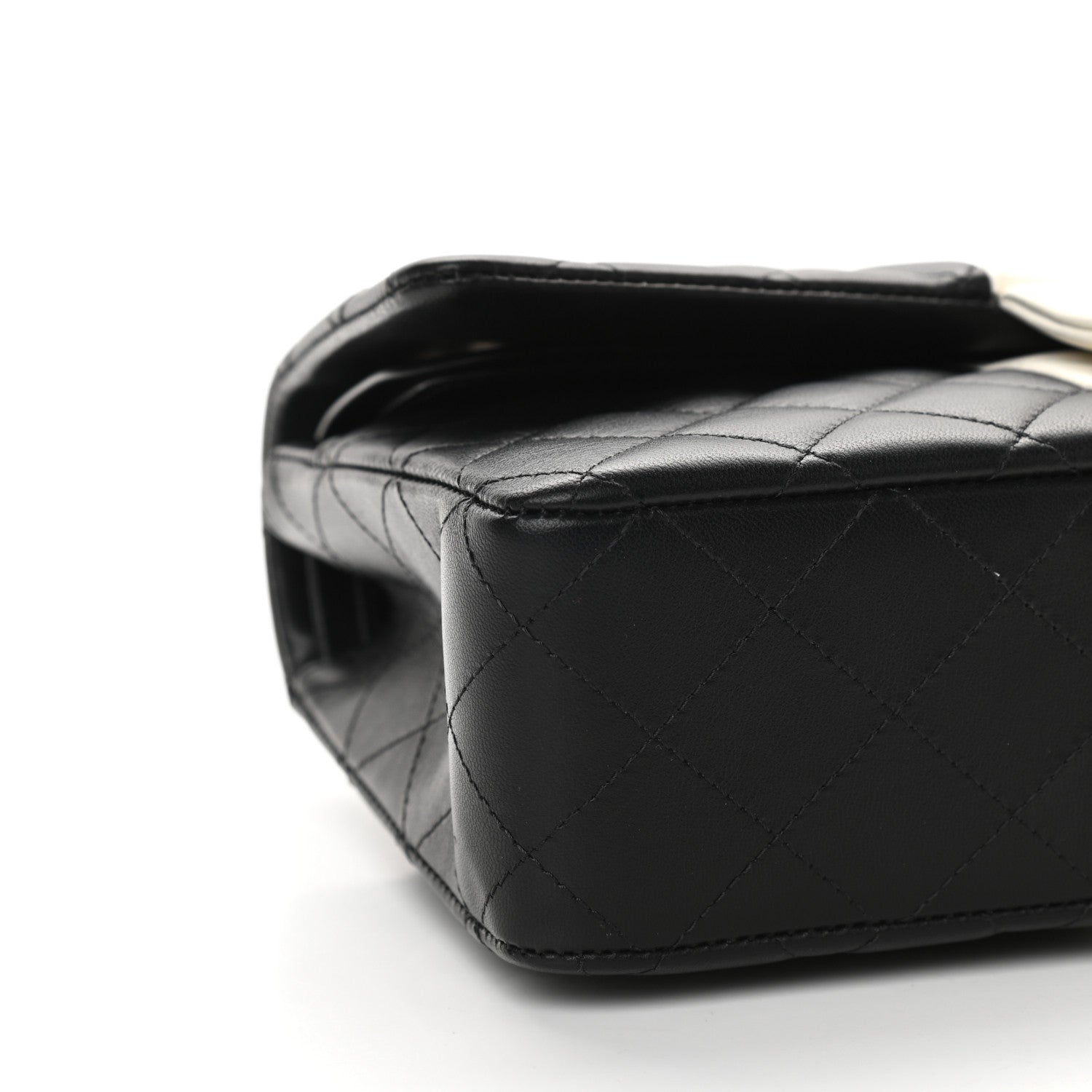 Chanel Lambskin Quilted Medium Double Flap Black White 5 of 9