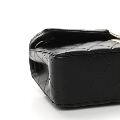 Chanel Lambskin Quilted Medium Double Flap Black White 5 of 9