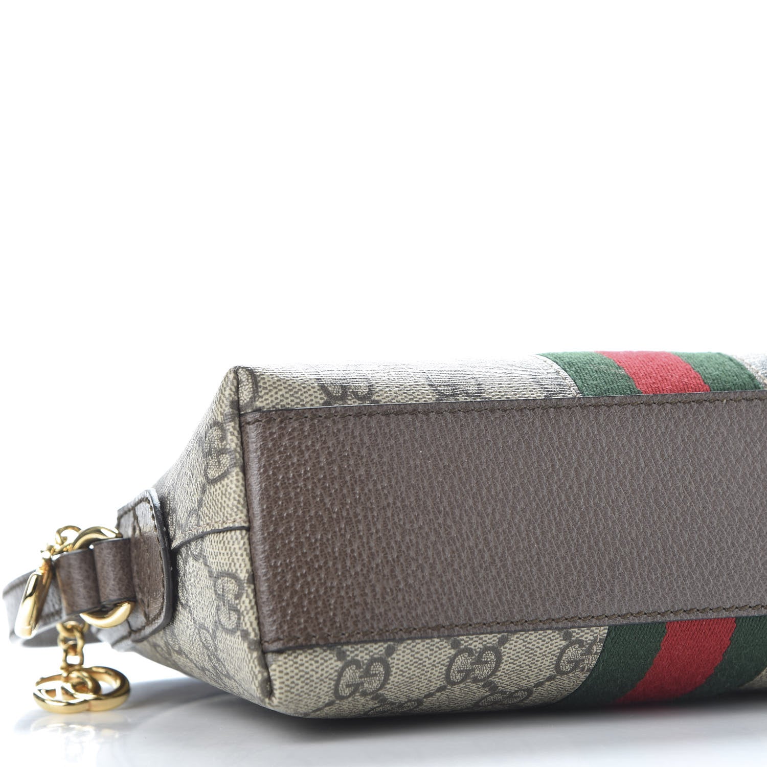 Gucci GG Supreme Monogram Textured Dollar Calfskin Web Small Ophidia Dome Shoulder Bag Beige Ebony New Acero 5 of 9
