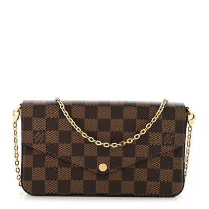 Louis Vuitton Damier Ebene Pochette Felicie Chain Wallet 1 of 11
