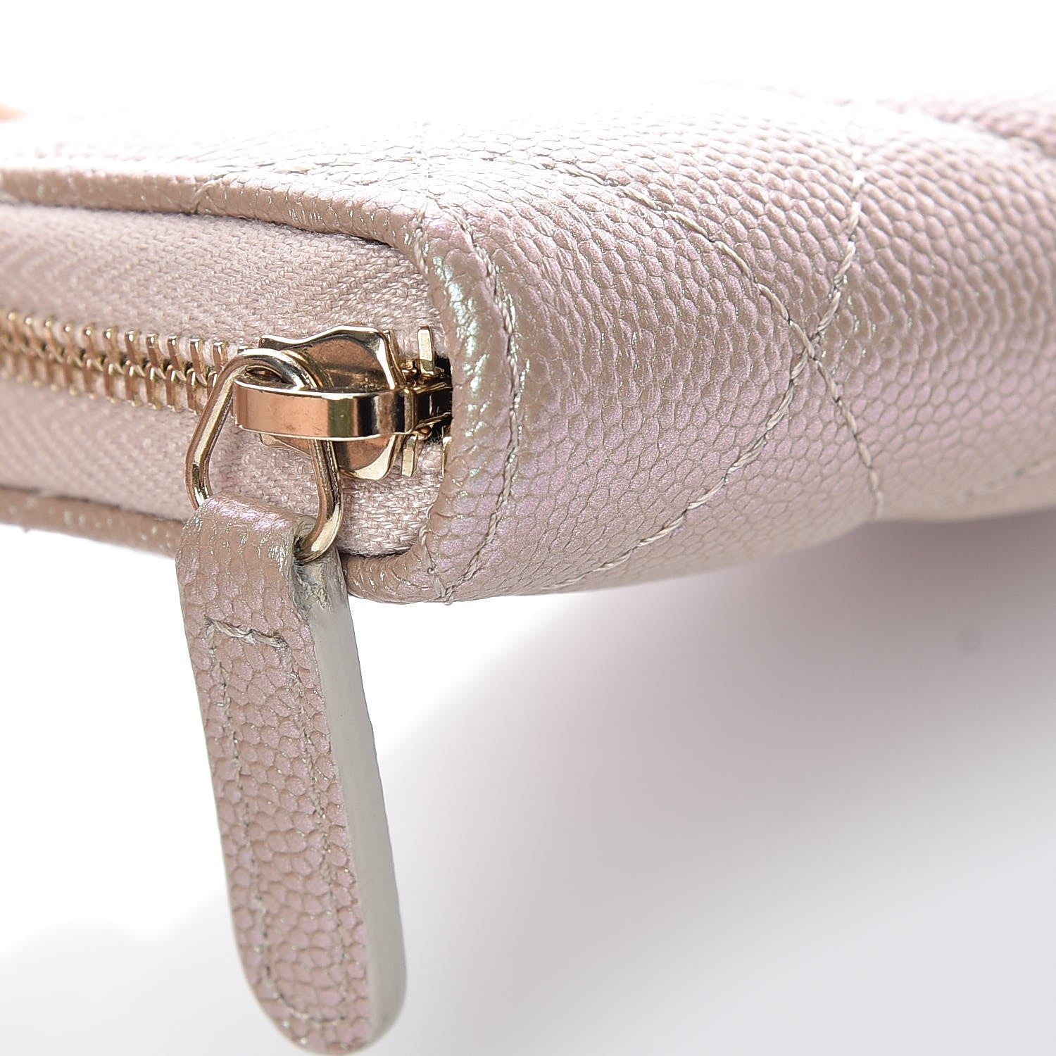 Chanel Iridescent Caviar Quilted Zip Coin Purse Beige 8 of 10