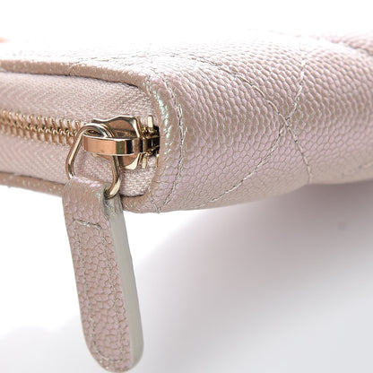 Chanel Iridescent Caviar Quilted Zip Coin Purse Beige 8 of 10