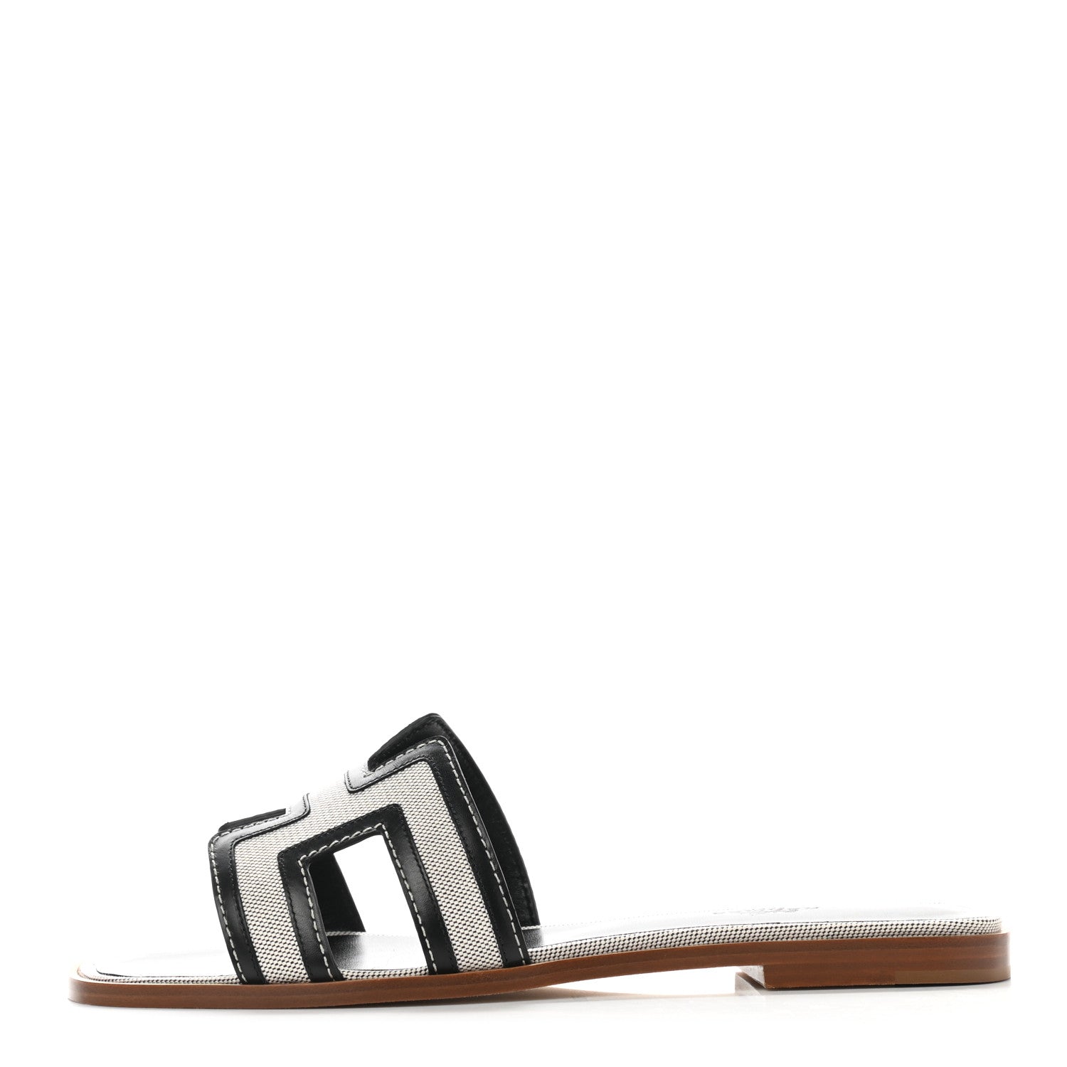 Hermes Calfskin Canvas Oran Sandals 39 Black 1 of 9