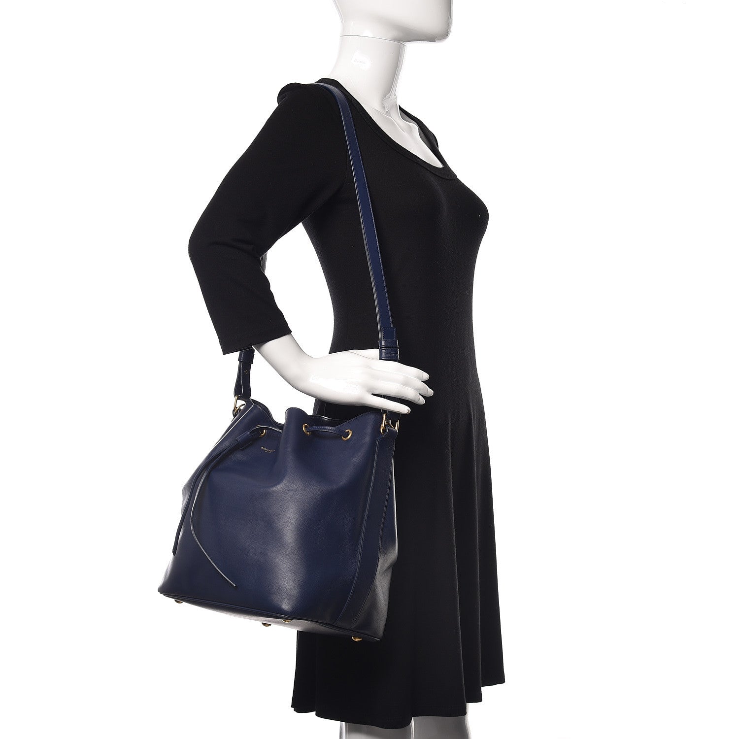 Saint Laurent Calfskin Large Emmanuelle Bucket Bag New Marine 2 of 15