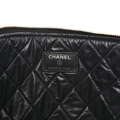 Chanel Lambskin Double Stitch Quilted Tassel Cosmetic Case Black 6 of 8