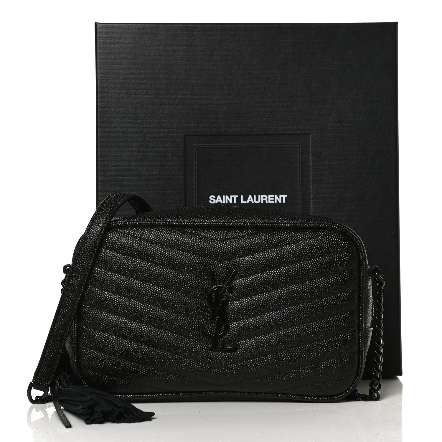 Saint Laurent Grain De Poudre Matelasse Monogram Mini Lou Camera Bag Black 12 of 12