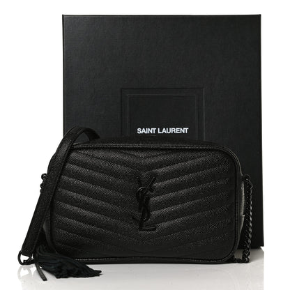 Saint Laurent Grain De Poudre Matelasse Monogram Mini Lou Camera Bag Black 12 of 12