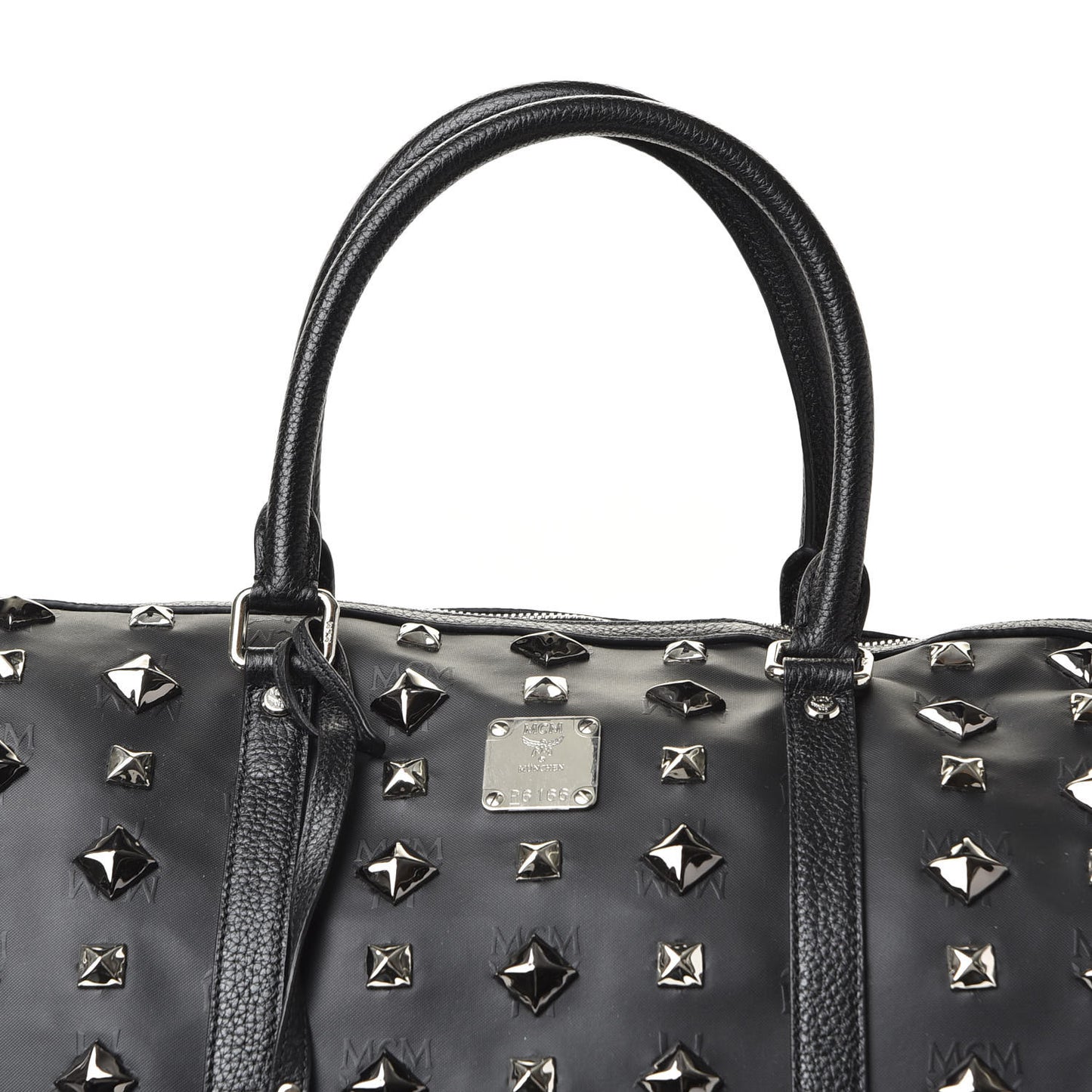 Monogram Coated Canvas Spiked Weekender Black