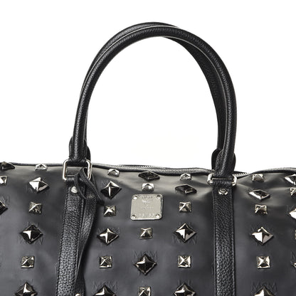 MCM Monogram Coated Canvas Spiked Weekender Black 8 of 8