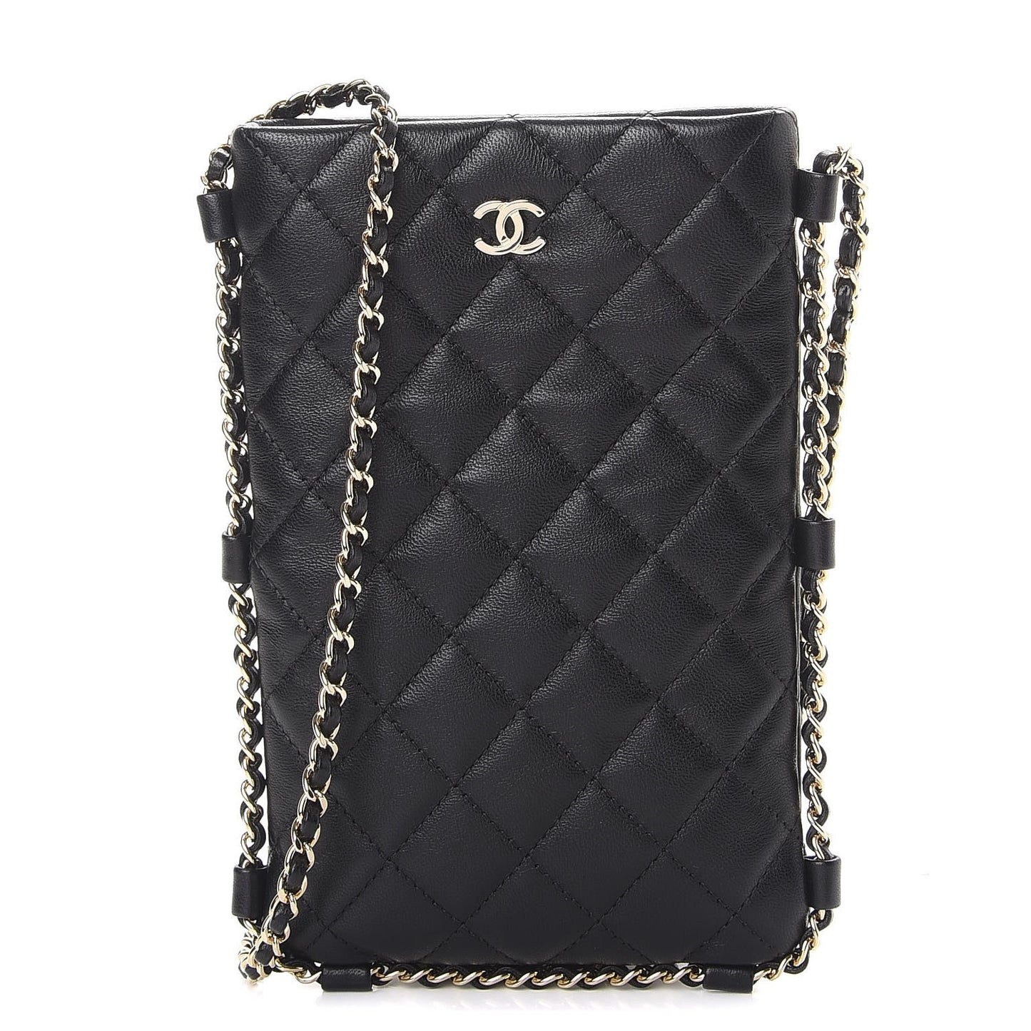 Lambskin Quilted CC Clutch With Chain Black
