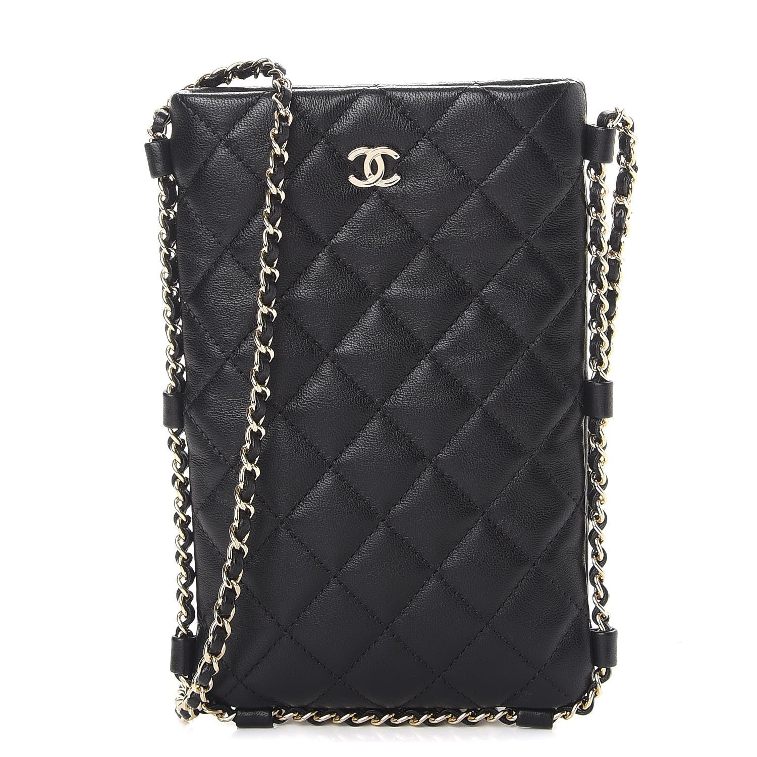 Chanel Lambskin Quilted CC Clutch With Chain Black 1 of 9