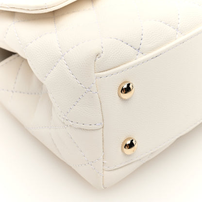 Chanel Caviar Quilted Mini Coco Handle Flap White 9 of 10